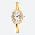 Montre Femme Ovale Dorée Strass Cadran Chiffres Romains Quartz - vue 1 - Montrelio