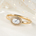 Montre Femme Ovale Dorée Strass Cadran Chiffres Romains Quartz - vue 2 - Montrelio