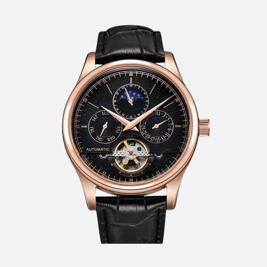 Montre Homme Automatique avec Phase de Lune et Tourbillon