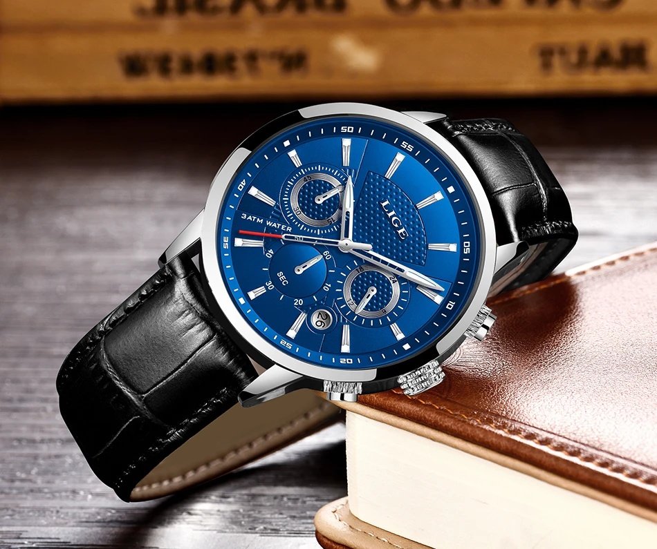 Montre homme cuir chronographe étanche - style militaire - vue 5 - Montrelio