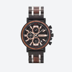 Montre Homme Chronographe en Bois et Acier, Mouvement Quartz Multifonction - vue 1 - Montrelio
