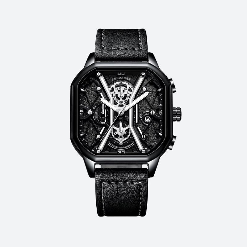 Montre homme cuir carré chronographe - vue 2 - Montrelio