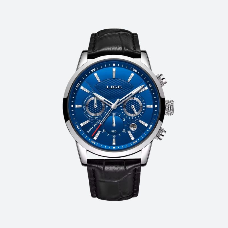 Montre homme cuir chronographe étanche - style militaire - vue 3 - Montrelio