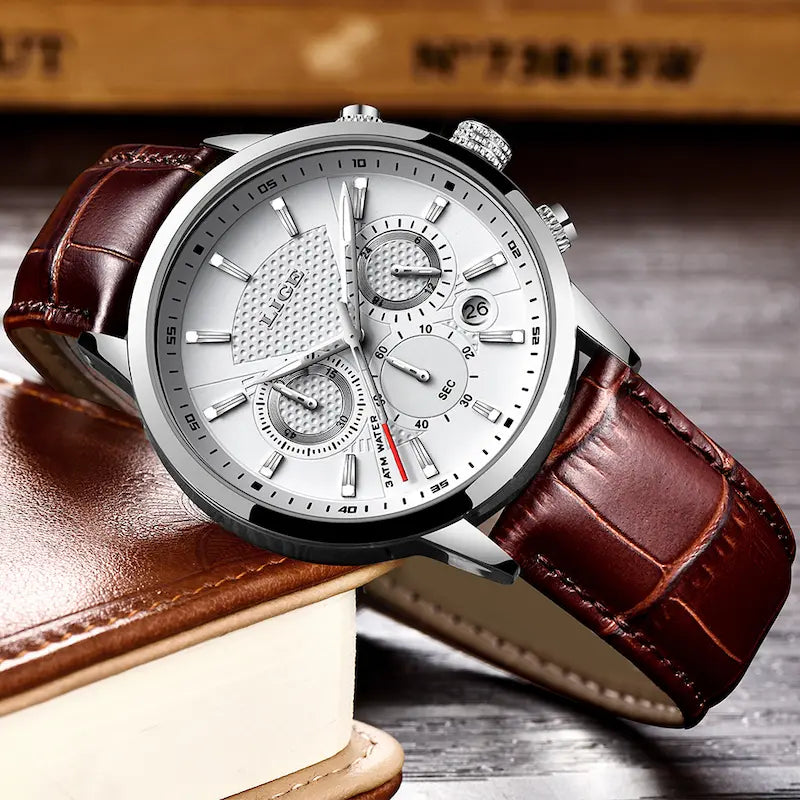 Montre homme cuir chronographe étanche - style militaire - vue 4 - Montrelio