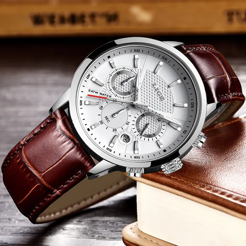 Montre homme cuir chronographe étanche - style militaire - vue 5 - Montrelio