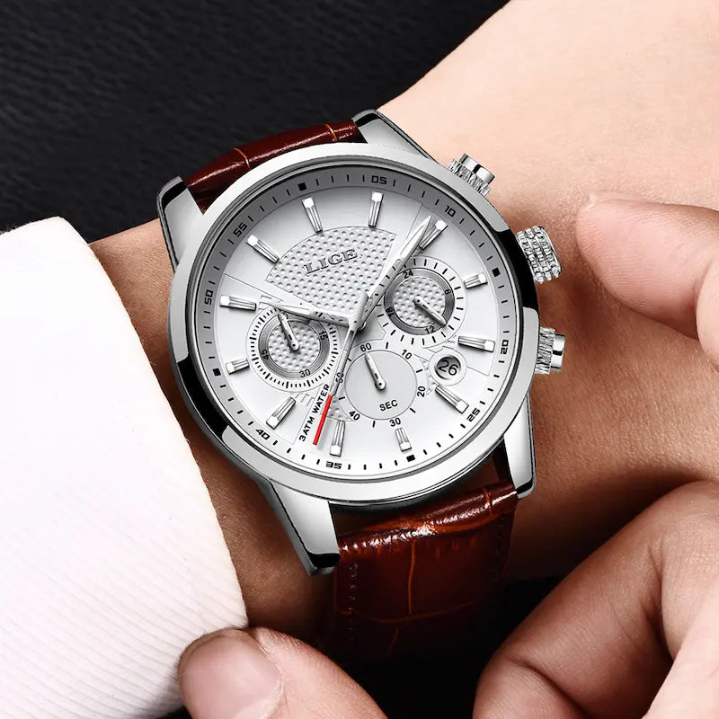 Montre homme cuir chronographe étanche - style militaire - vue 6 - Montrelio