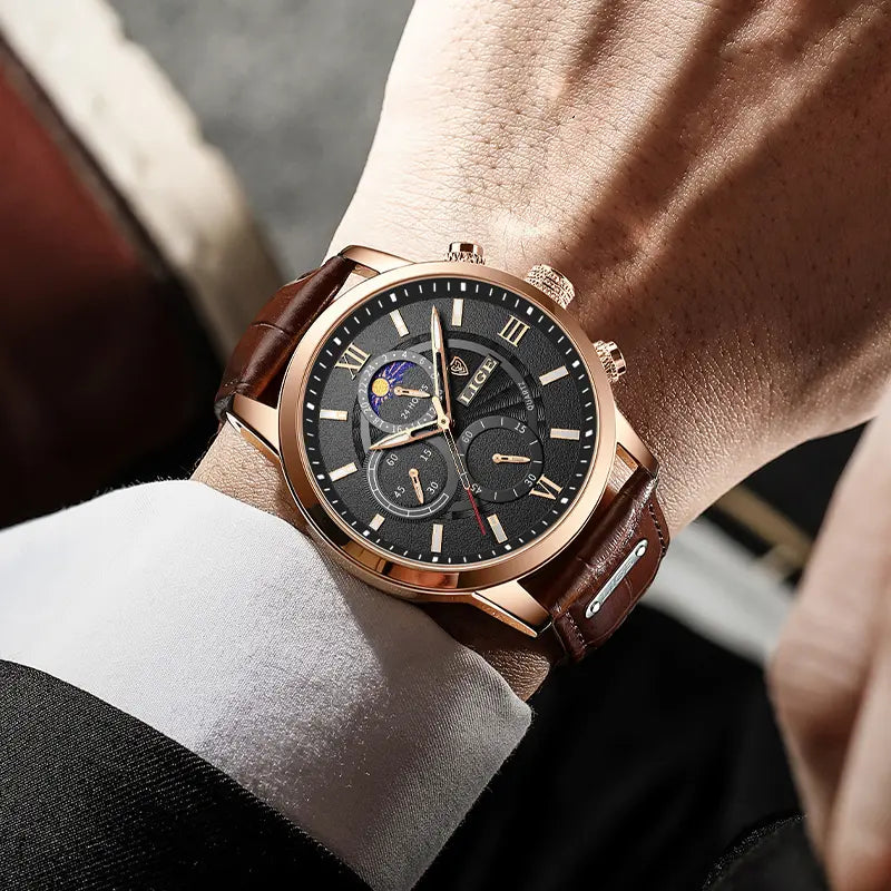 Montre homme cuir quartz étanche - vue 3 - Montrelio