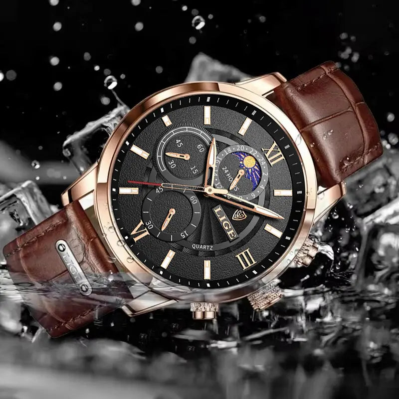 Montre homme cuir quartz étanche - vue 4 - Montrelio