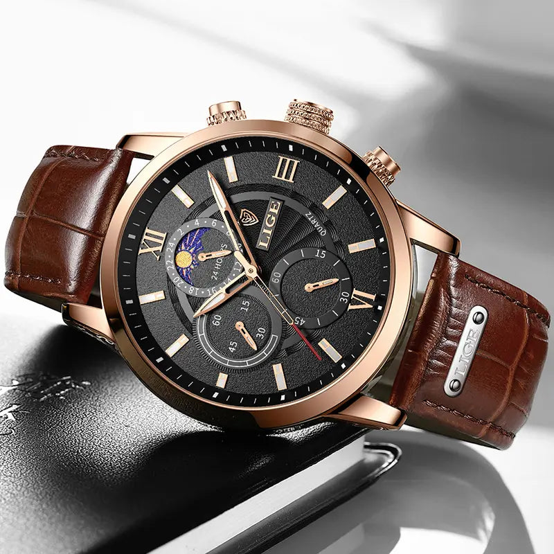 Montre homme cuir quartz étanche - vue 5 - Montrelio