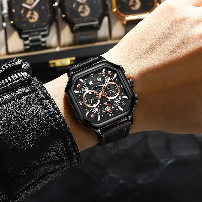 Montre homme cuir quartz sport étanche - vue 5 - Montrelio