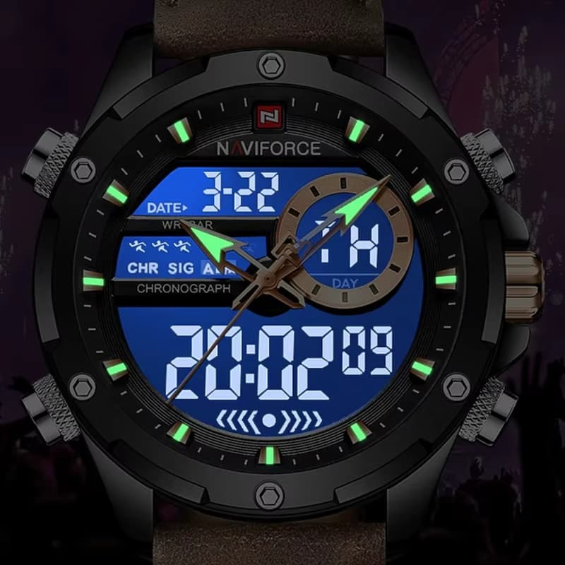 Montre homme digitale analogique-numérique avec chronographe - vue 4 - Montrelio
