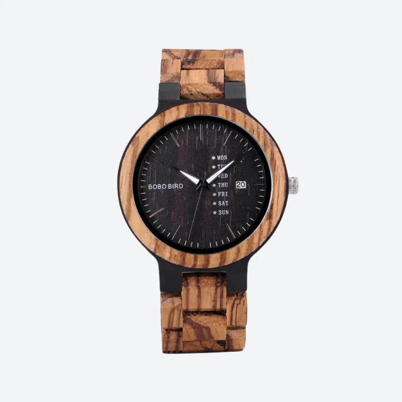 Montre Homme en Bois Naturel, Cadran Multifonction - vue 1 - Montrelio