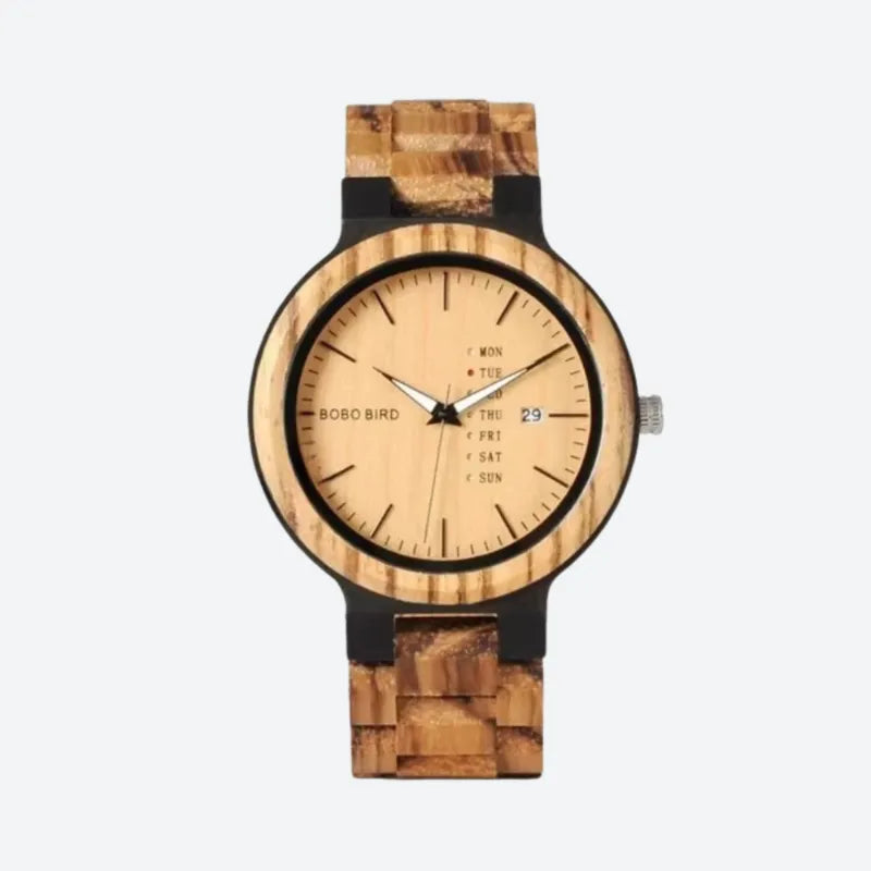 Montre Homme en Bois Naturel, Cadran Multifonction - vue 2 - Montrelio
