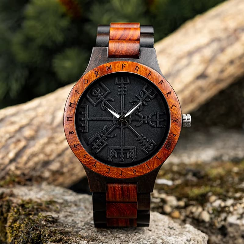 Montre Homme en Bois Viking Noir - vue 3 - Montrelio