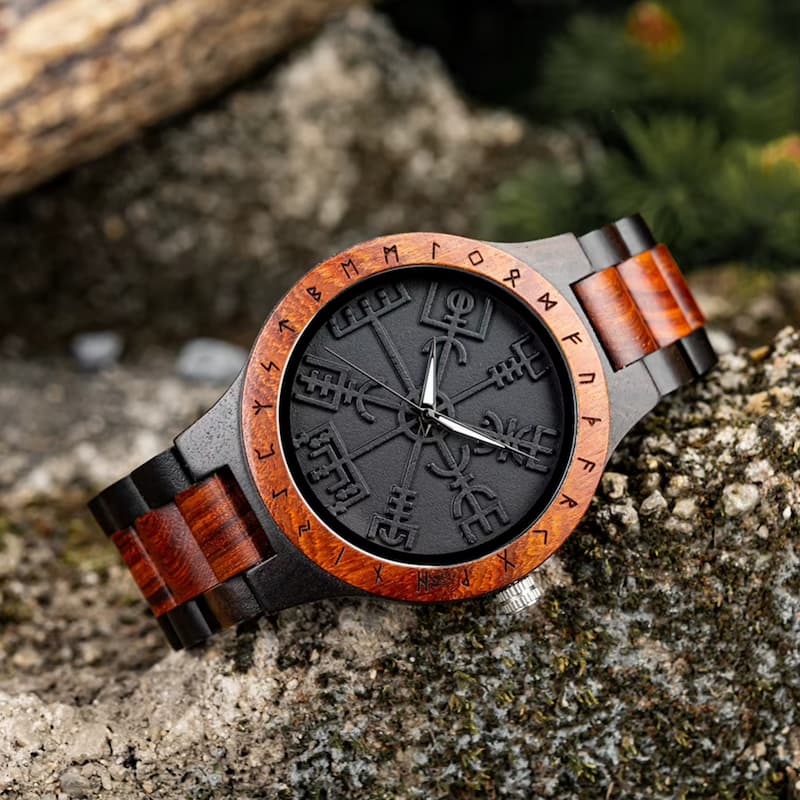 Montre Homme en Bois Viking Noir - vue 4 - Montrelio