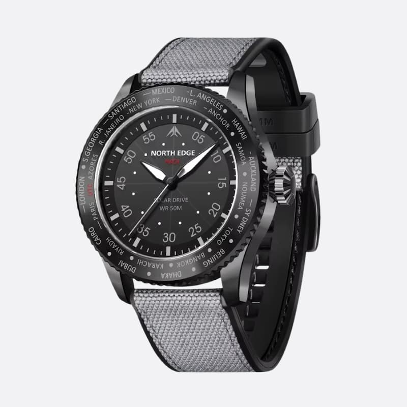 Montre Homme Solaire Aviateur avec Cadran 43 mm, Bracelet Nylon - vue 1 - Montrelio