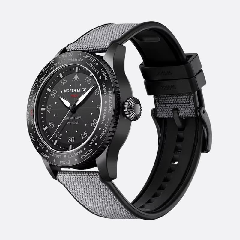 Montre Homme Solaire Aviateur avec Cadran 43 mm, Bracelet Nylon - vue 2 - Montrelio
