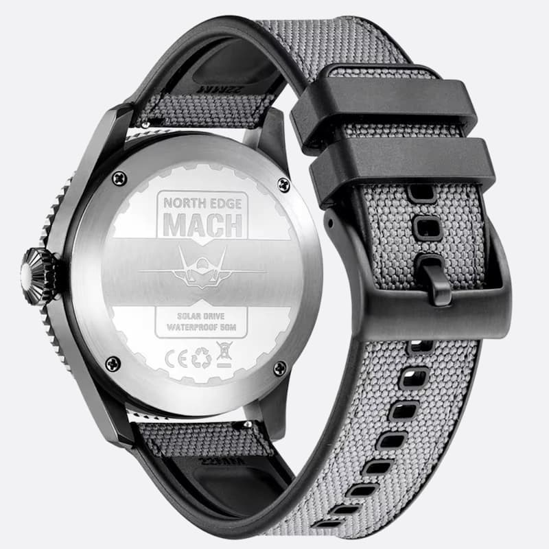 Montre Homme Solaire Aviateur avec Cadran 43 mm, Bracelet Nylon - vue 3 - Montrelio