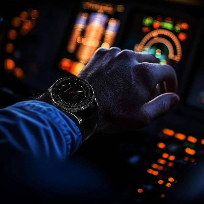 Montre Homme Solaire Aviateur Chronographe - vue 4 - Montrelio