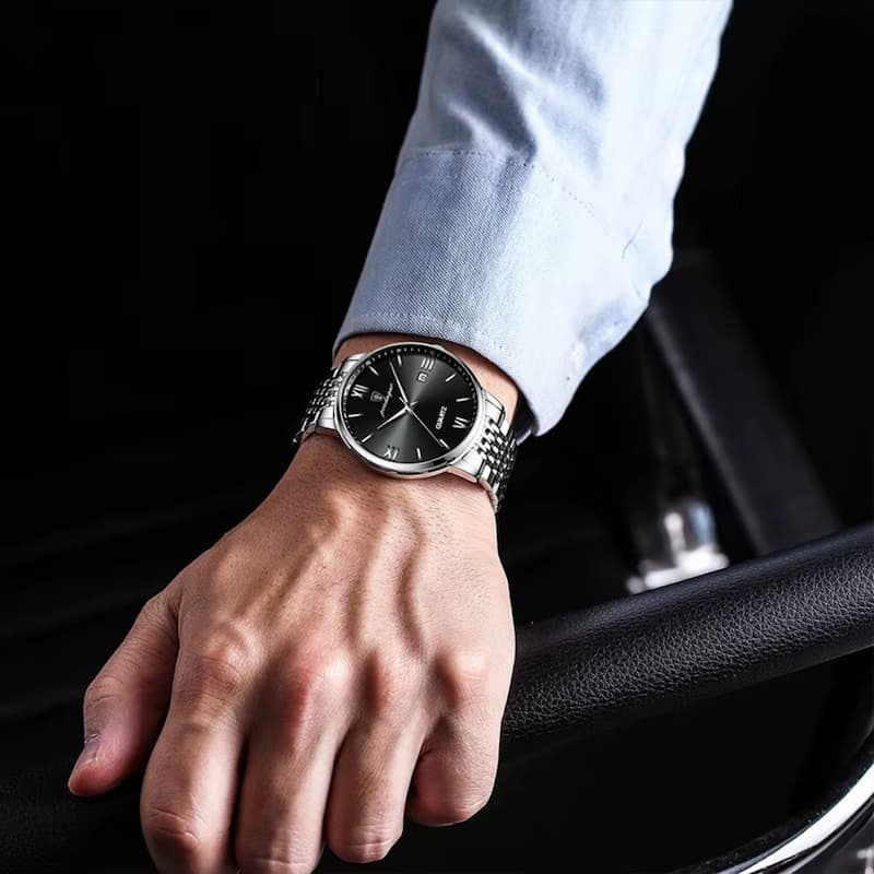 Montre Homme Ultra-Fine en Acier, Design Minimaliste - vue 4 - Montrelio