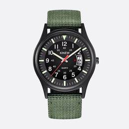 Montre Homme Vintage Militaire Quartz Bracelet Nylon 41mm