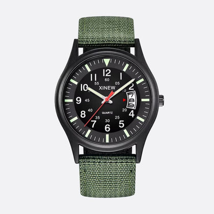 Montre Homme Vintage Militaire Quartz Bracelet Nylon 41mm