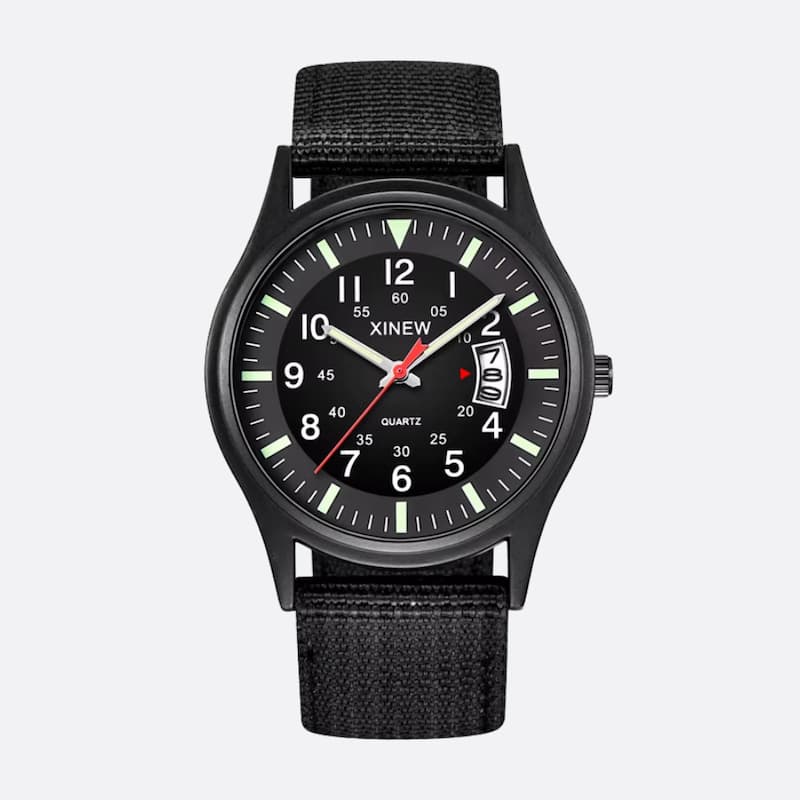Montre Homme Vintage Militaire Quartz Bracelet Nylon 41mm - vue 2 - Montrelio