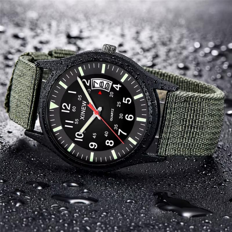 Montre Homme Vintage Militaire Quartz Bracelet Nylon 41mm - vue 3 - Montrelio
