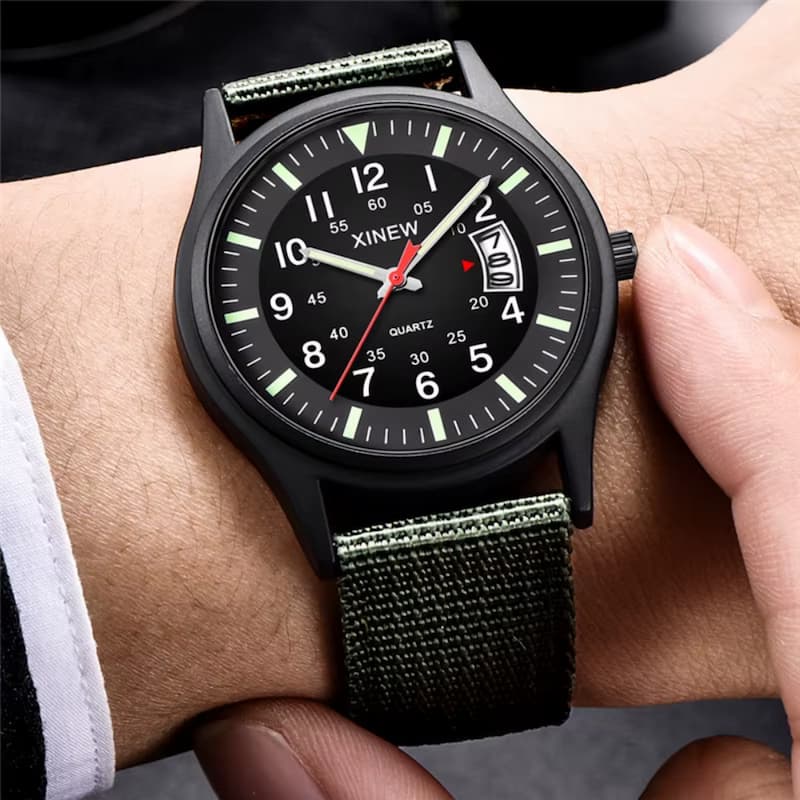 Montre Homme Vintage Militaire Quartz Bracelet Nylon 41mm - vue 4 - Montrelio