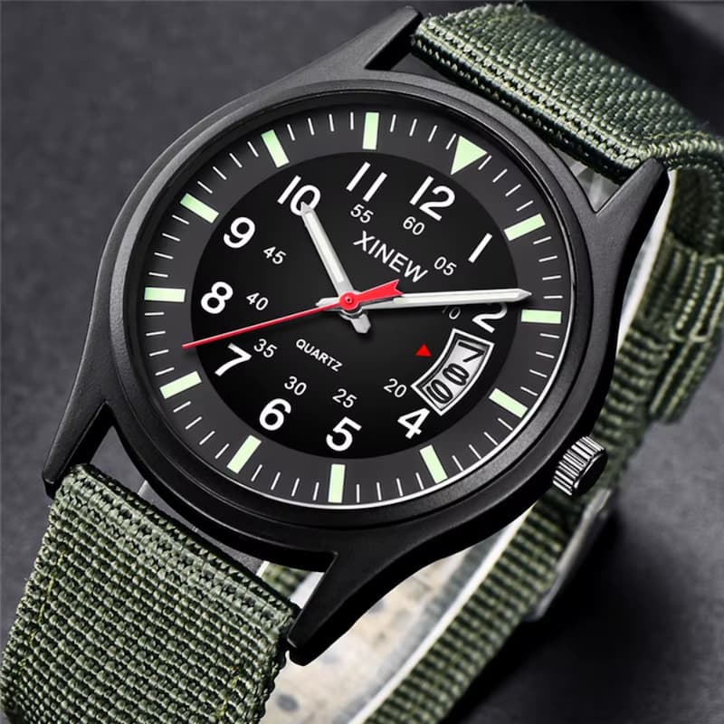 Montre Homme Vintage Militaire Quartz Bracelet Nylon 41mm - vue 5 - Montrelio