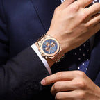 Montre Luxe Chronographe Homme, Cadran Texturé - vue 4 - Montrelio
