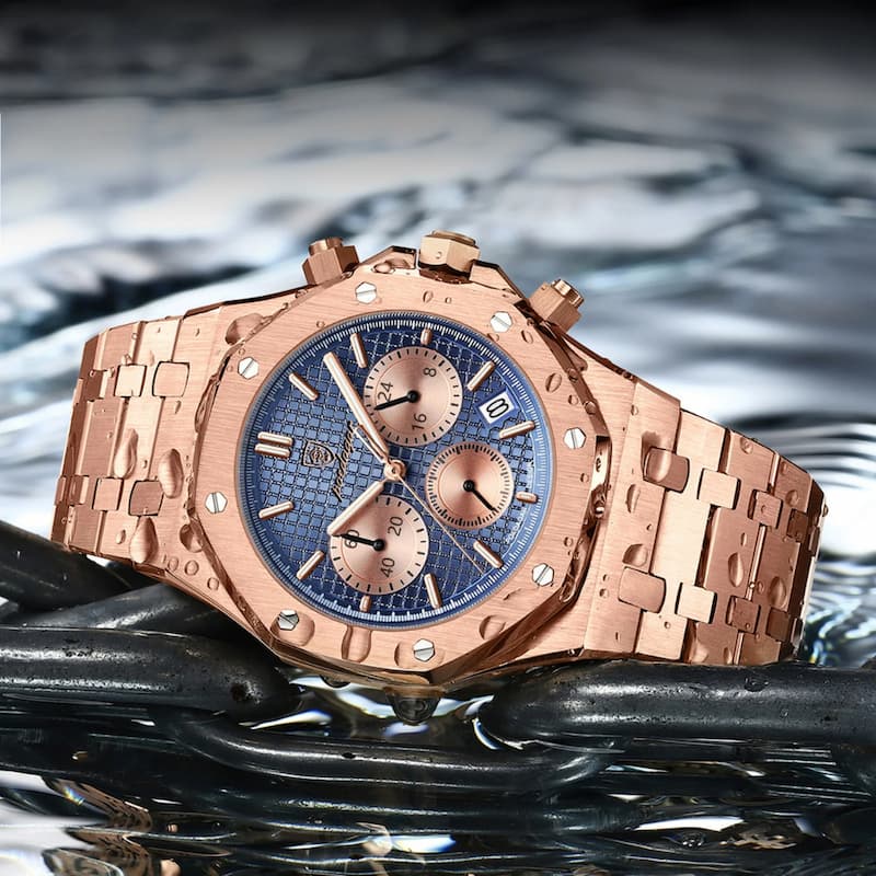Montre Luxe Chronographe Homme, Cadran Texturé - vue 6 - Montrelio