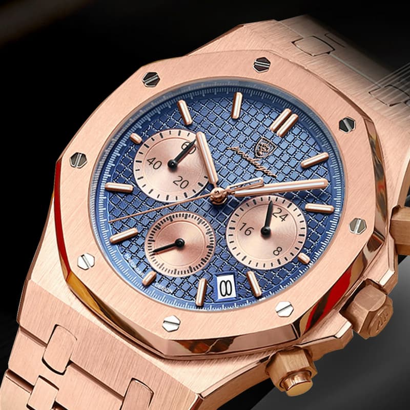 Montre Luxe Chronographe Homme, Cadran Texturé - vue 7 - Montrelio