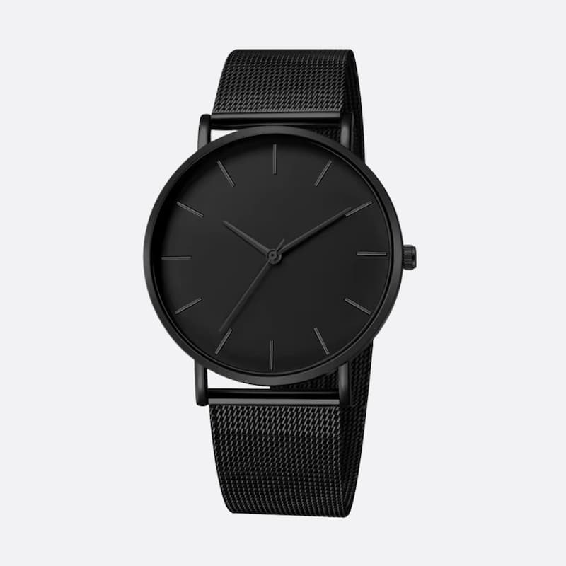 Montre Luxe Homme Noire Minimaliste - vue 1 - Montrelio