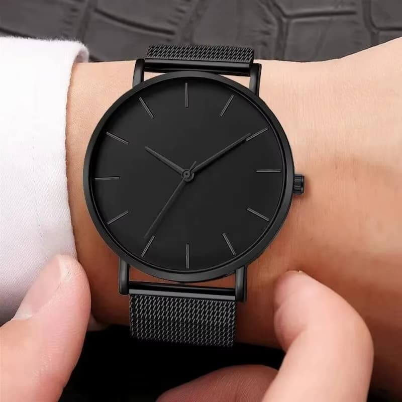 Montre Luxe Homme Noire Minimaliste - vue 2 - Montrelio