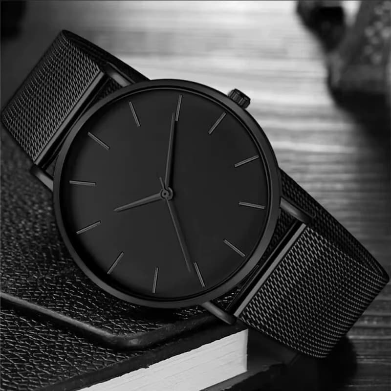 Montre Luxe Homme Noire Minimaliste - vue 3 - Montrelio