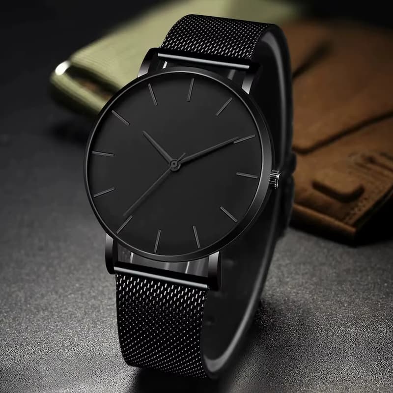 Montre Luxe Homme Noire Minimaliste - vue 5 - Montrelio