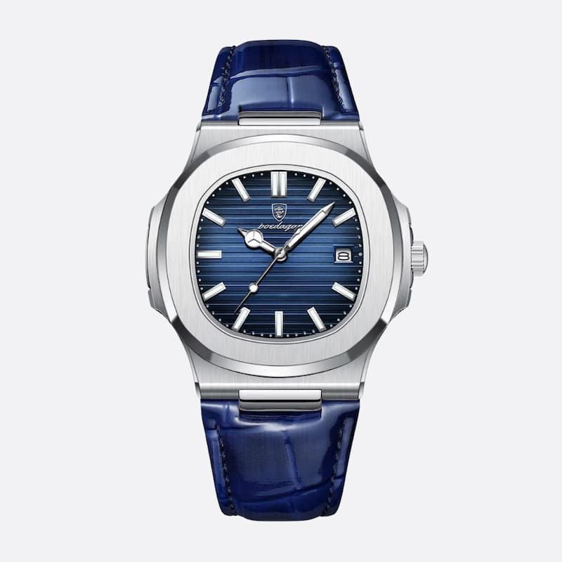 Montre Luxe Homme Style Nautilus Bracelet Cuir - vue 1 - Montrelio