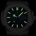Montre Luxe Homme Style Nautilus Bracelet Cuir - vue 6 - Montrelio