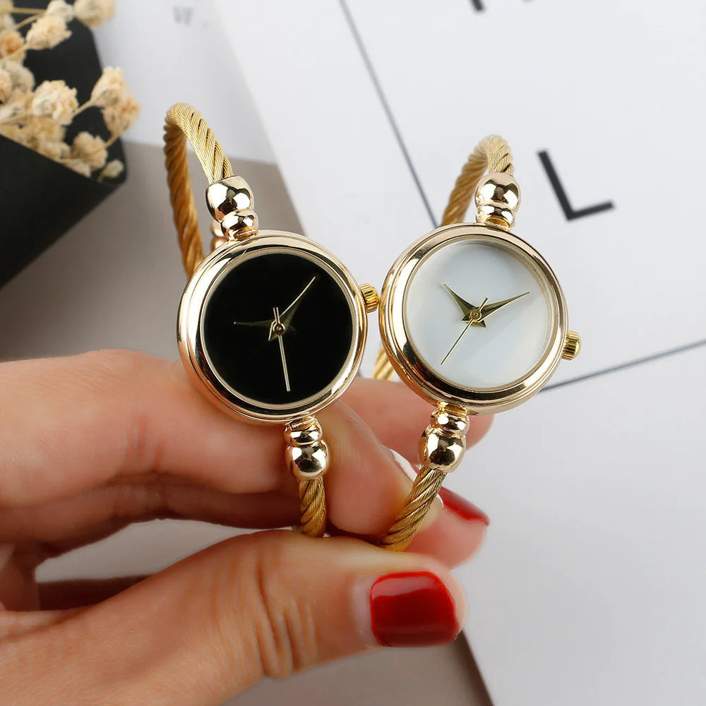 Montre Luxe Quartz Femme Bracelet Jonc Torsadé Style Bijou - vue 7 - Montrelio