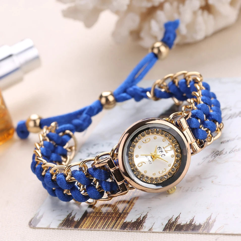 Montre Luxe Quartz Femme Bracelet Tressé Chaîne Style Mode - vue 2 - Montrelio