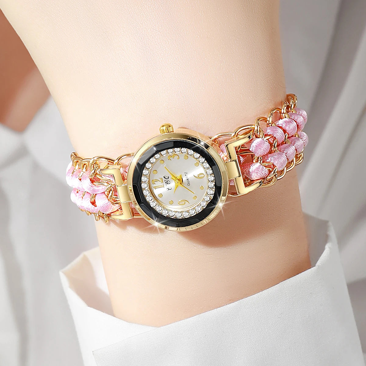 Montre Luxe Quartz Femme Bracelet Tressé Chaîne Style Mode - vue 4 - Montrelio