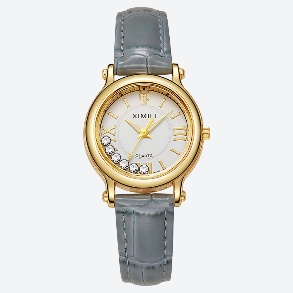 Montre Luxe Quartz Femme Cuir Cadran Doré Style Élégance - vue 2 - Montrelio