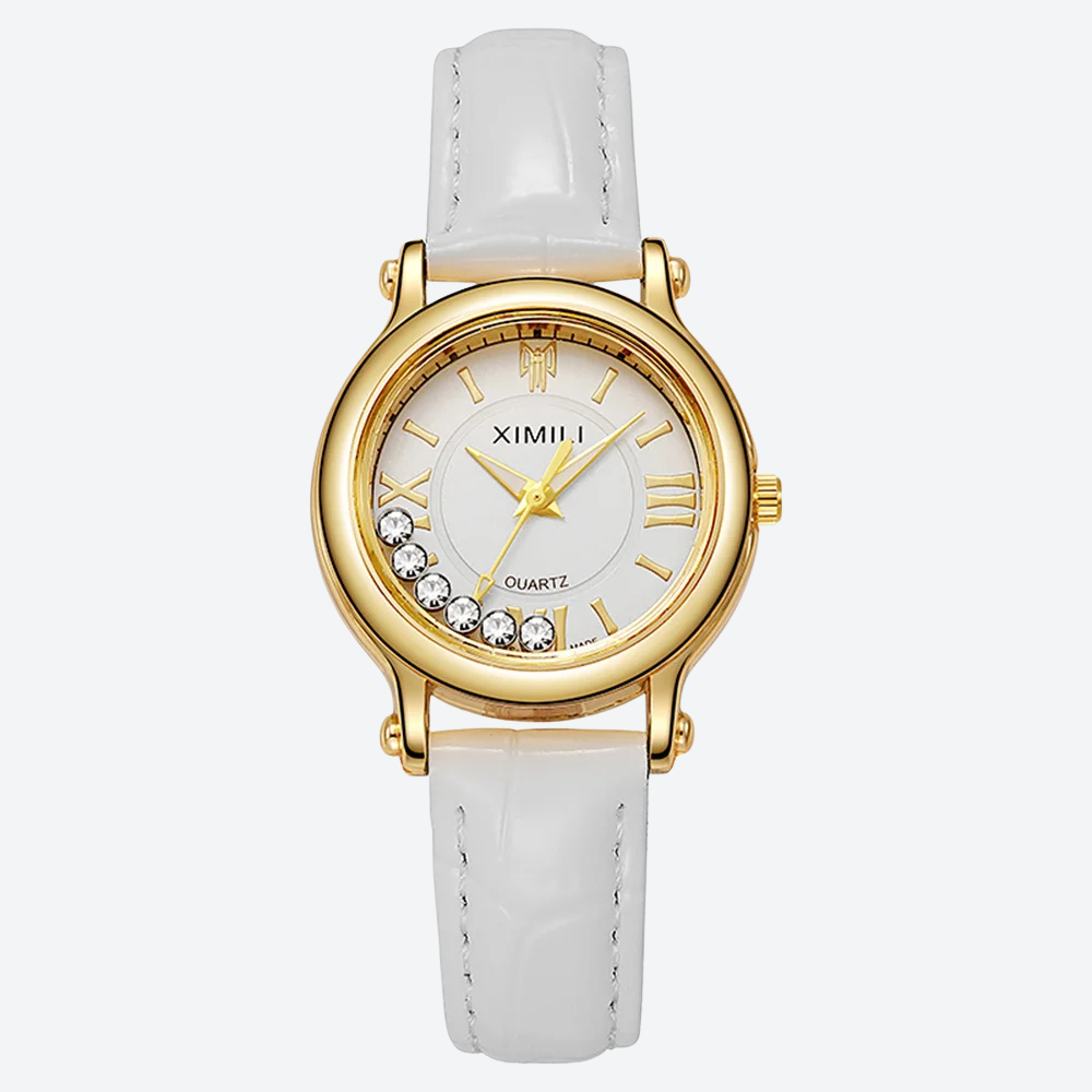 Montre Luxe Quartz Femme Cuir Cadran Doré Style Élégance - vue 3 - Montrelio