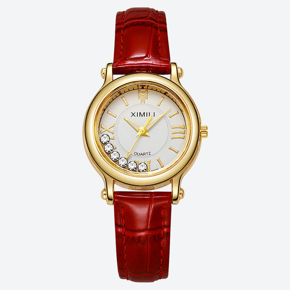 Montre Luxe Quartz Femme Cuir Cadran Doré Style Élégance - vue 4 - Montrelio