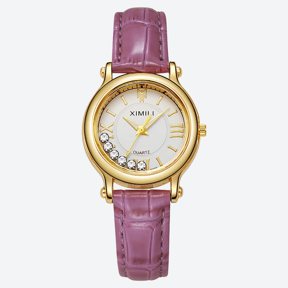 Montre Luxe Quartz Femme Cuir Cadran Doré Style Élégance - vue 5 - Montrelio