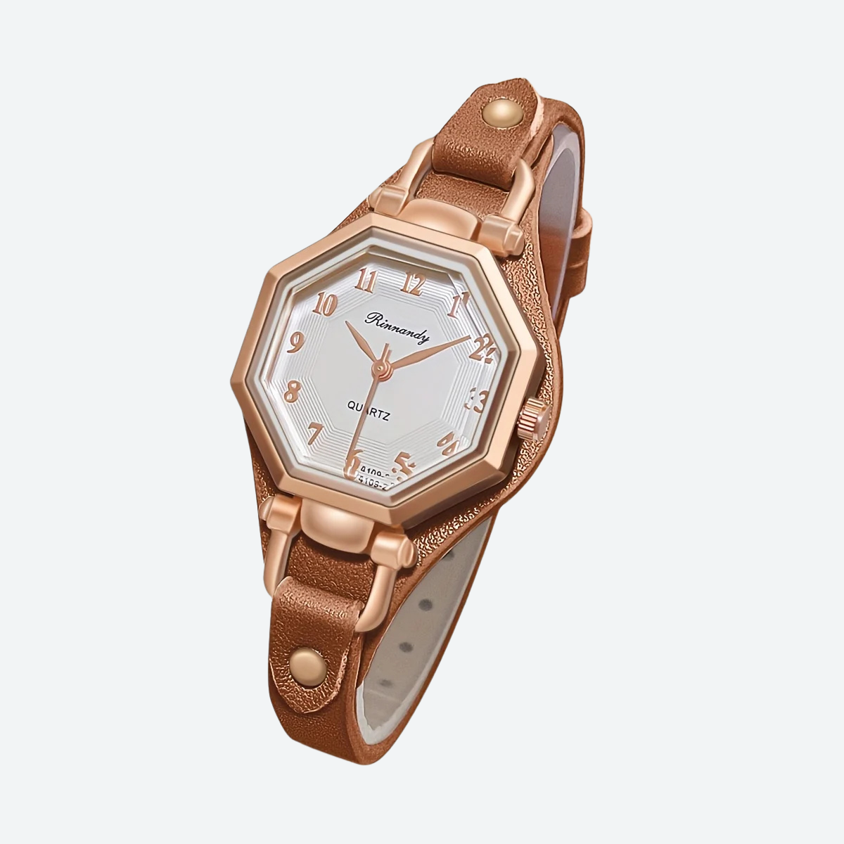 Montre Luxe Quartz Femme Cuir Octogone Style Élégant - vue 3 - Montrelio