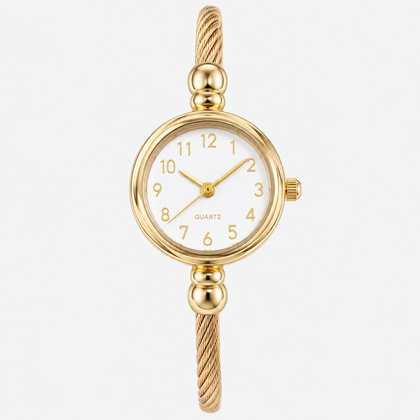 Montre Luxe Quartz Femme Jonc Torsadé Acier Style Vintage