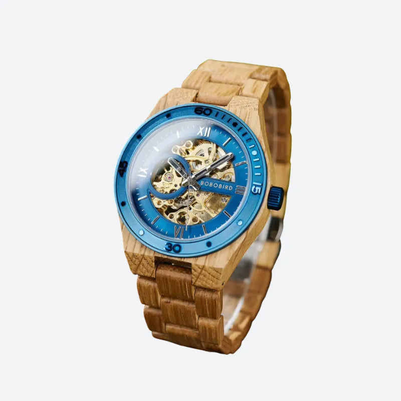 Montre Mécanique En Bois Homme Artisanat Naturel - vue 11 - Montrelio