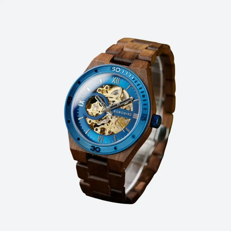Montre Mécanique En Bois Homme Artisanat Naturel - vue 12 - Montrelio